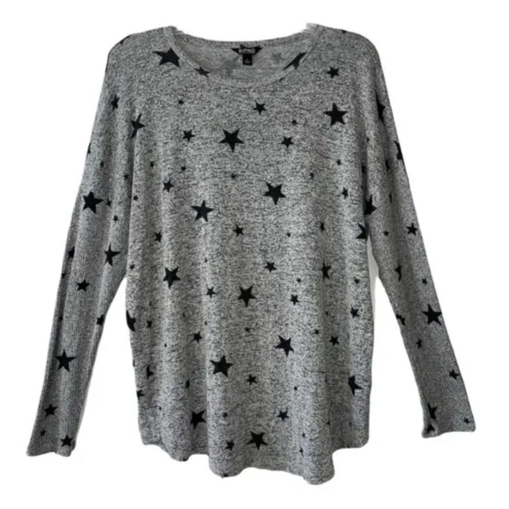 Buffalo David Bitton | Heather Gray Long Sleeve Star Print Tunic Sweater, Large
